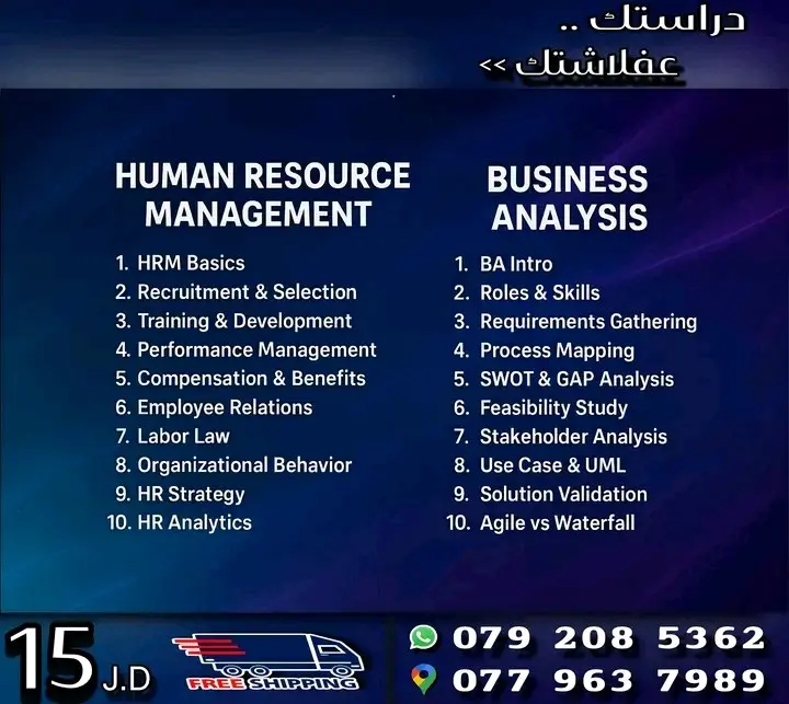 دراستك .. عفلاشتك >الكورس الشامل في ادارة الموارد البشرية + تحليل الاعمال