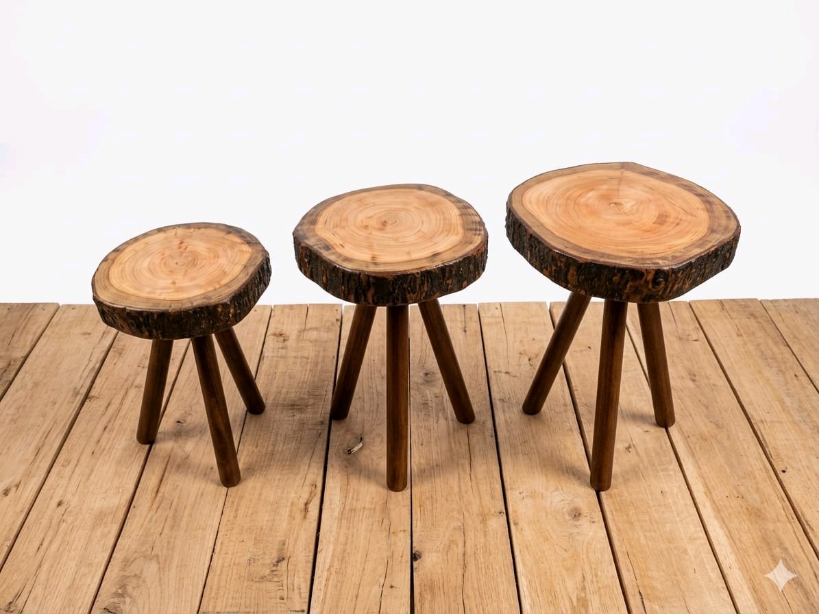 طقم سيرفس 3قطع من الخشب الطبيعي